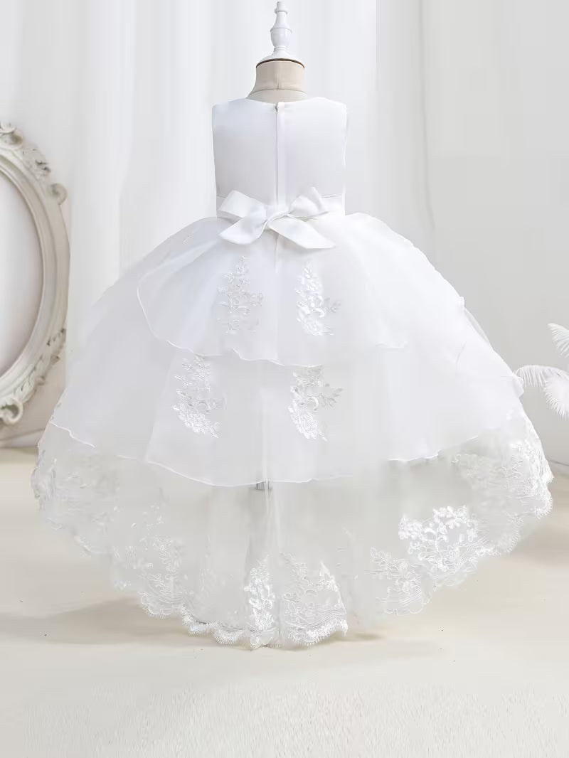 Lace Embroidered Hi-Low Flower Girl Gown