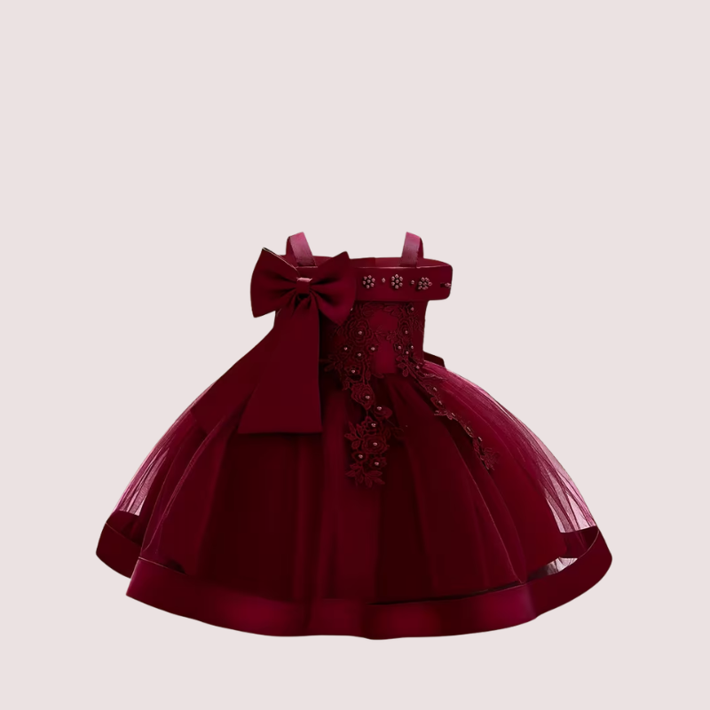 Embroidered Bow Tulle Birthday Dress