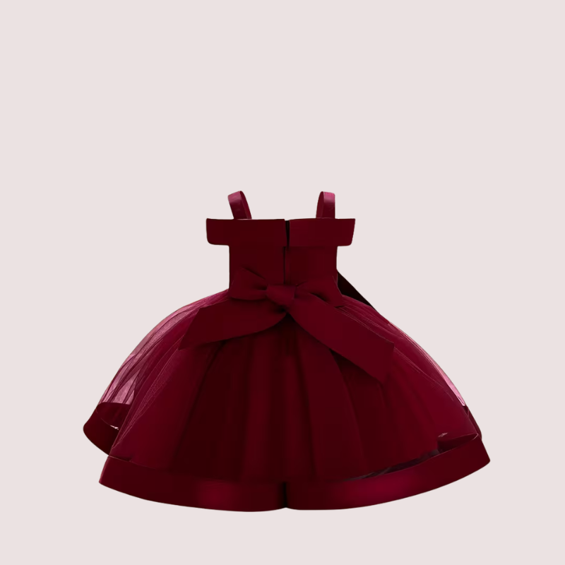 Embroidered Bow Tulle Birthday Dress