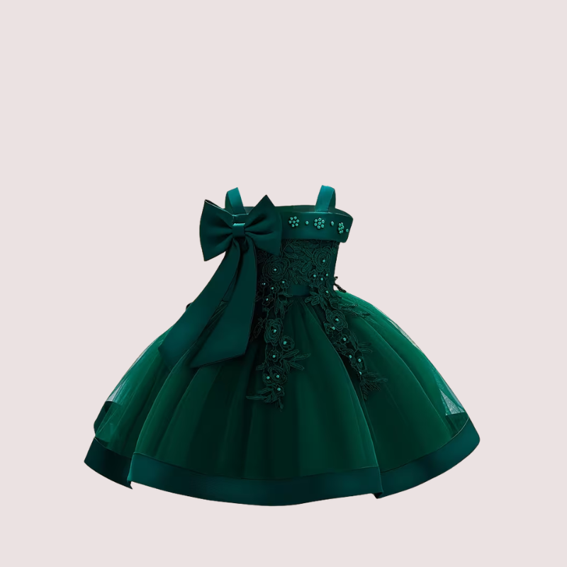 Embroidered Bow Tulle Birthday Dress