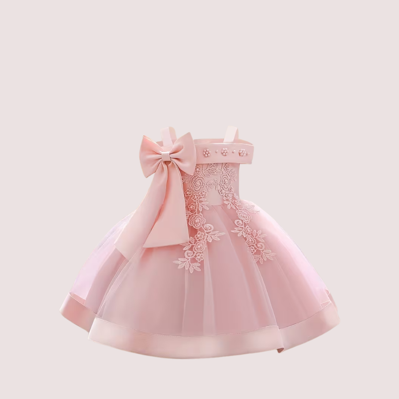 Embroidered Bow Tulle Birthday Dress