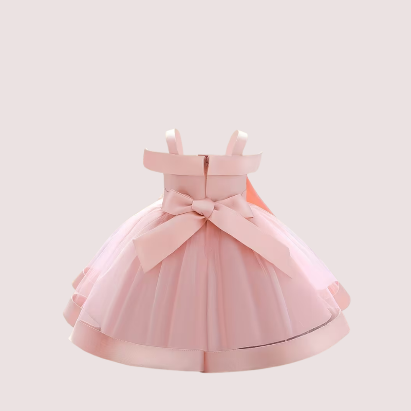 Embroidered Bow Tulle Birthday Dress