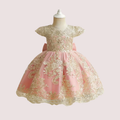 Gold Lace Embroidered Pageant Baby Dress