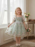 Forest Floral Embroidery Princess Dress