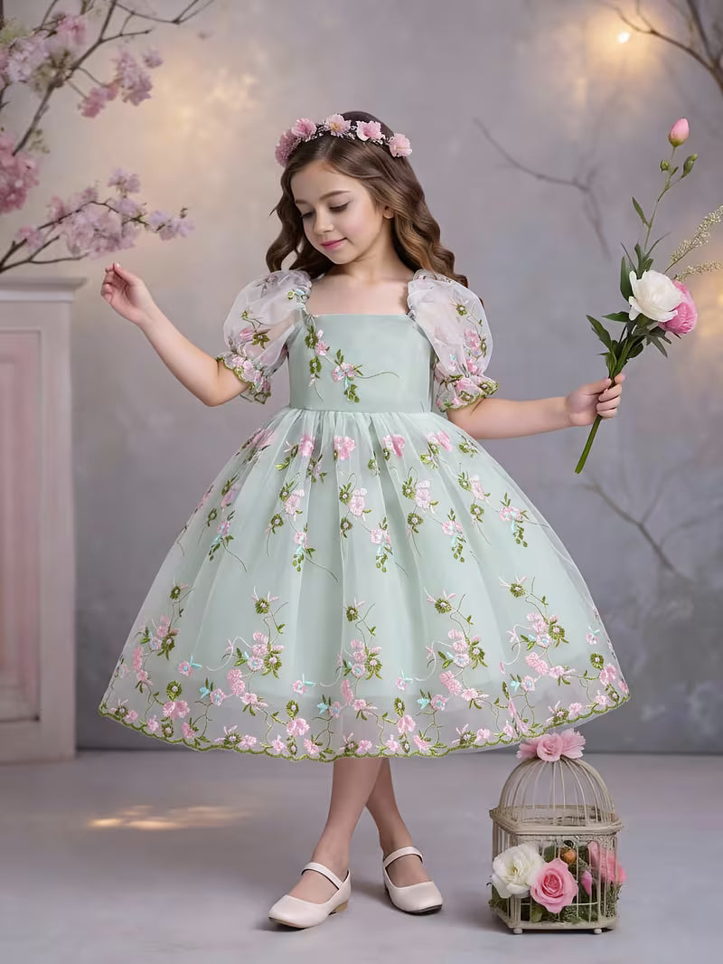 Forest Floral Embroidery Princess Dress