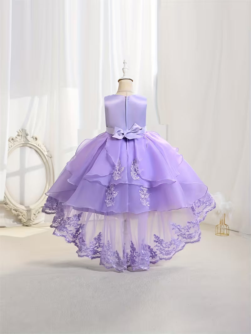 Lace Embroidered Hi-Low Flower Girl Gown