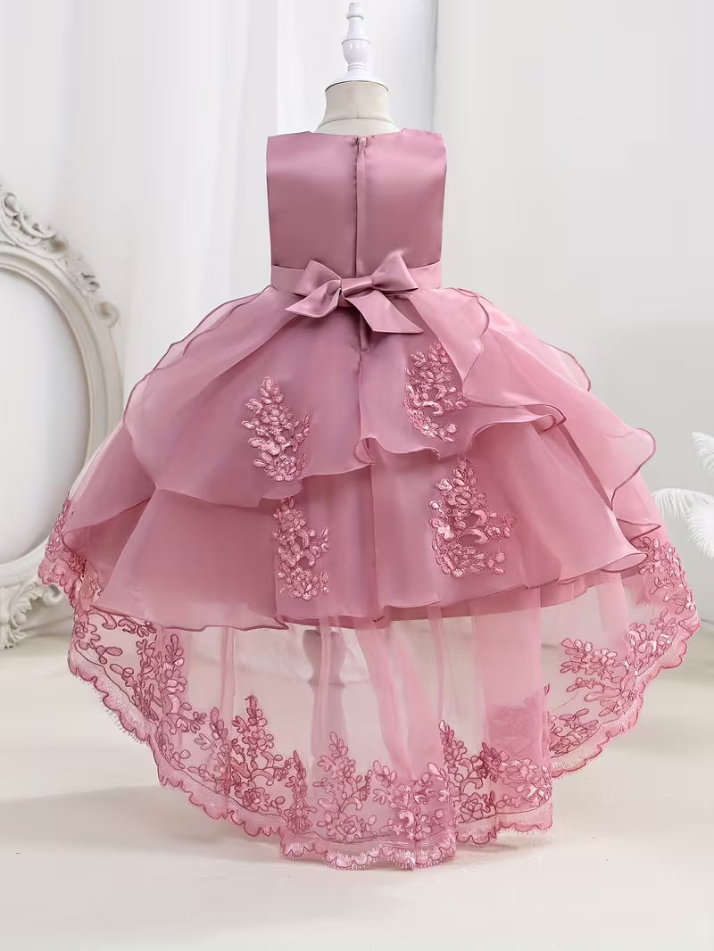 Lace Embroidered Hi-Low Flower Girl Gown