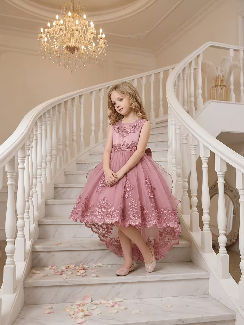 Lace Embroidered Hi-Low Flower Girl Gown