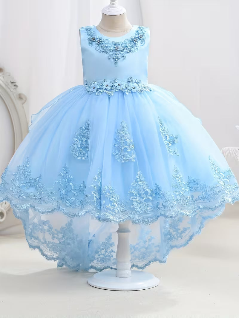 Lace Embroidered Hi-Low Flower Girl Gown