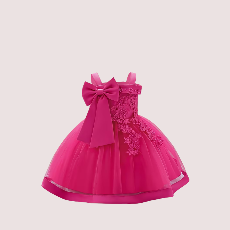 Embroidered Bow Tulle Birthday Dress