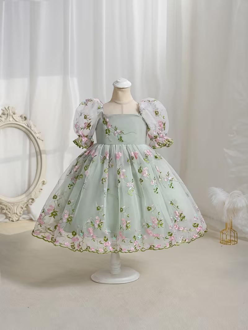 Forest Floral Embroidery Princess Dress