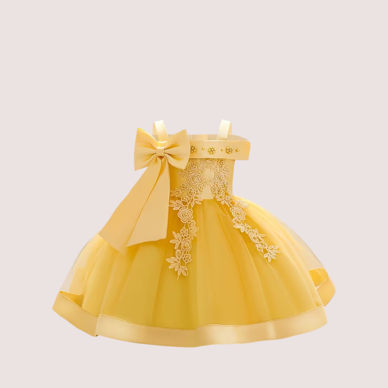 Embroidered Bow Tulle Birthday Dress