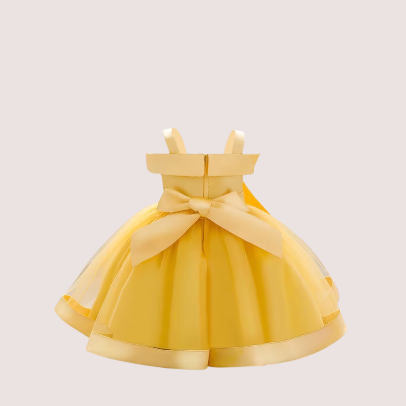 Embroidered Bow Tulle Birthday Dress