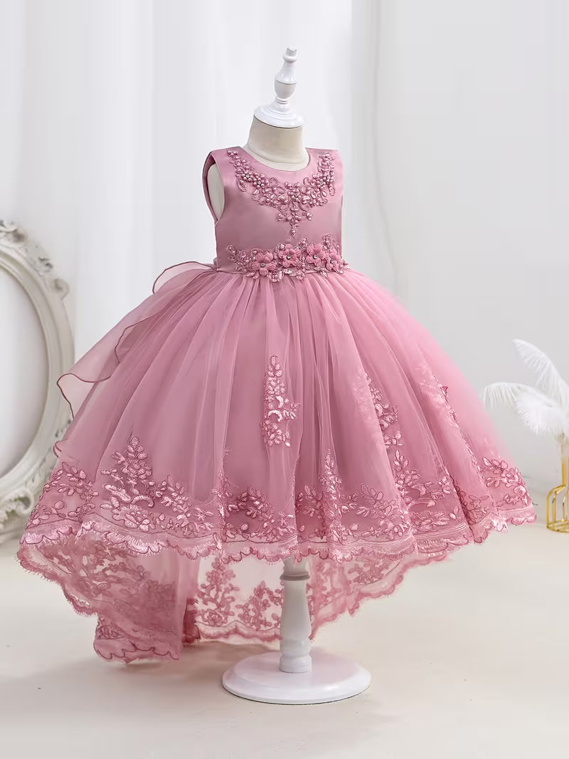Lace Embroidered Hi-Low Flower Girl Gown