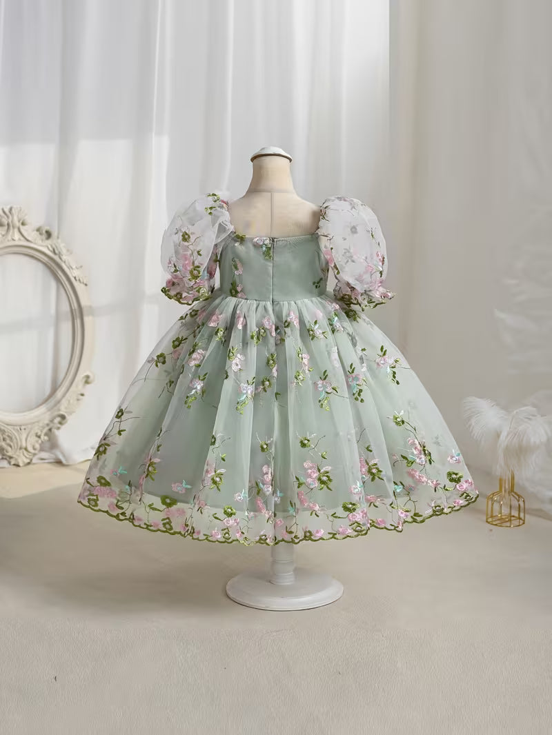 Forest Floral Embroidery Princess Dress