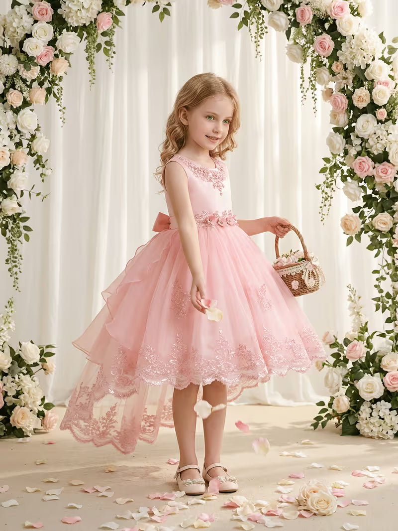 Lace Embroidered Hi-Low Flower Girl Gown