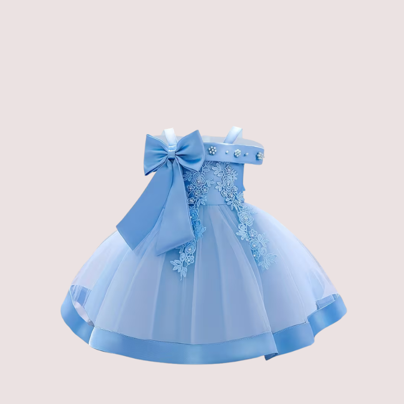 Embroidered Bow Tulle Birthday Dress