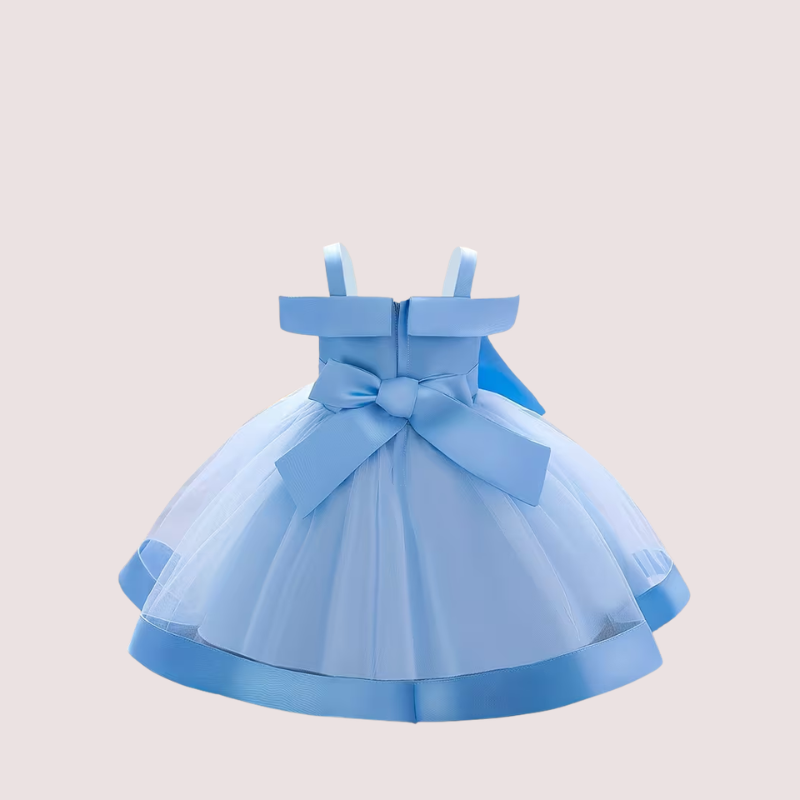 Embroidered Bow Tulle Birthday Dress