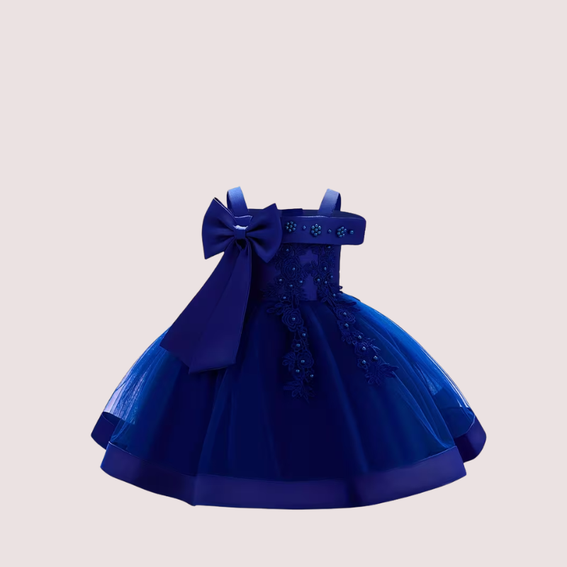 Embroidered Bow Tulle Birthday Dress