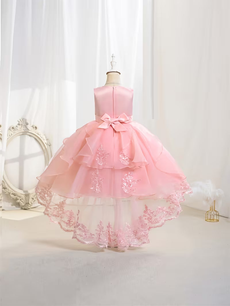 Lace Embroidered Hi-Low Flower Girl Gown