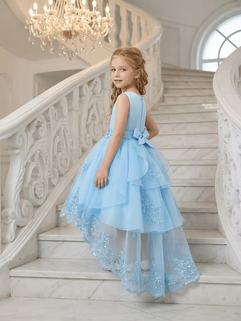 Lace Embroidered Hi-Low Flower Girl Gown