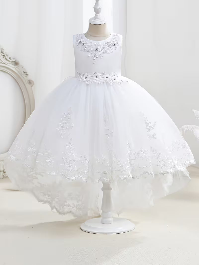 Lace Embroidered Hi-Low Flower Girl Gown