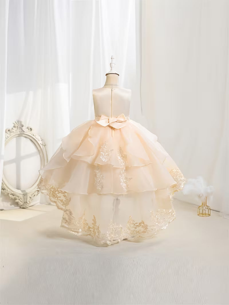 Lace Embroidered Hi-Low Flower Girl Gown