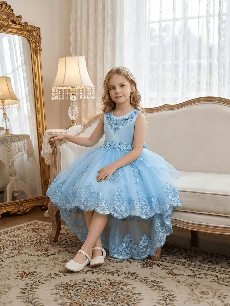 Lace Embroidered Hi-Low Flower Girl Gown