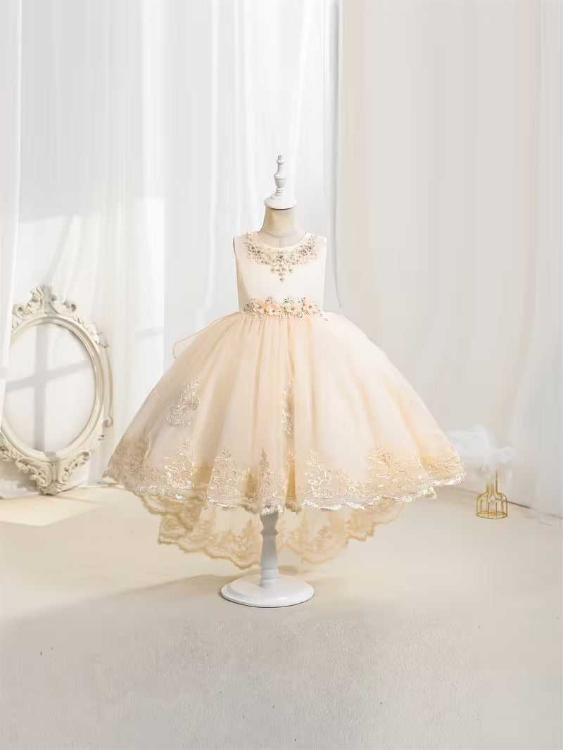 Lace Embroidered Hi-Low Flower Girl Gown