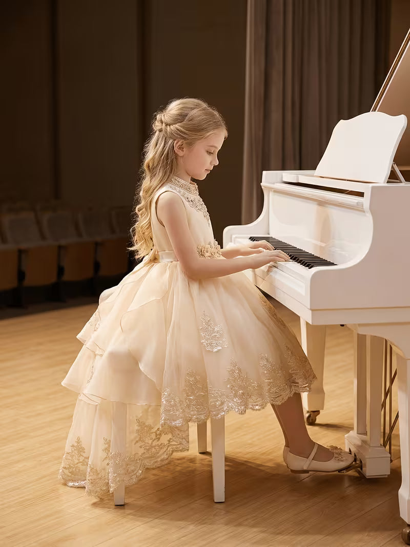 Lace Embroidered Hi-Low Flower Girl Gown