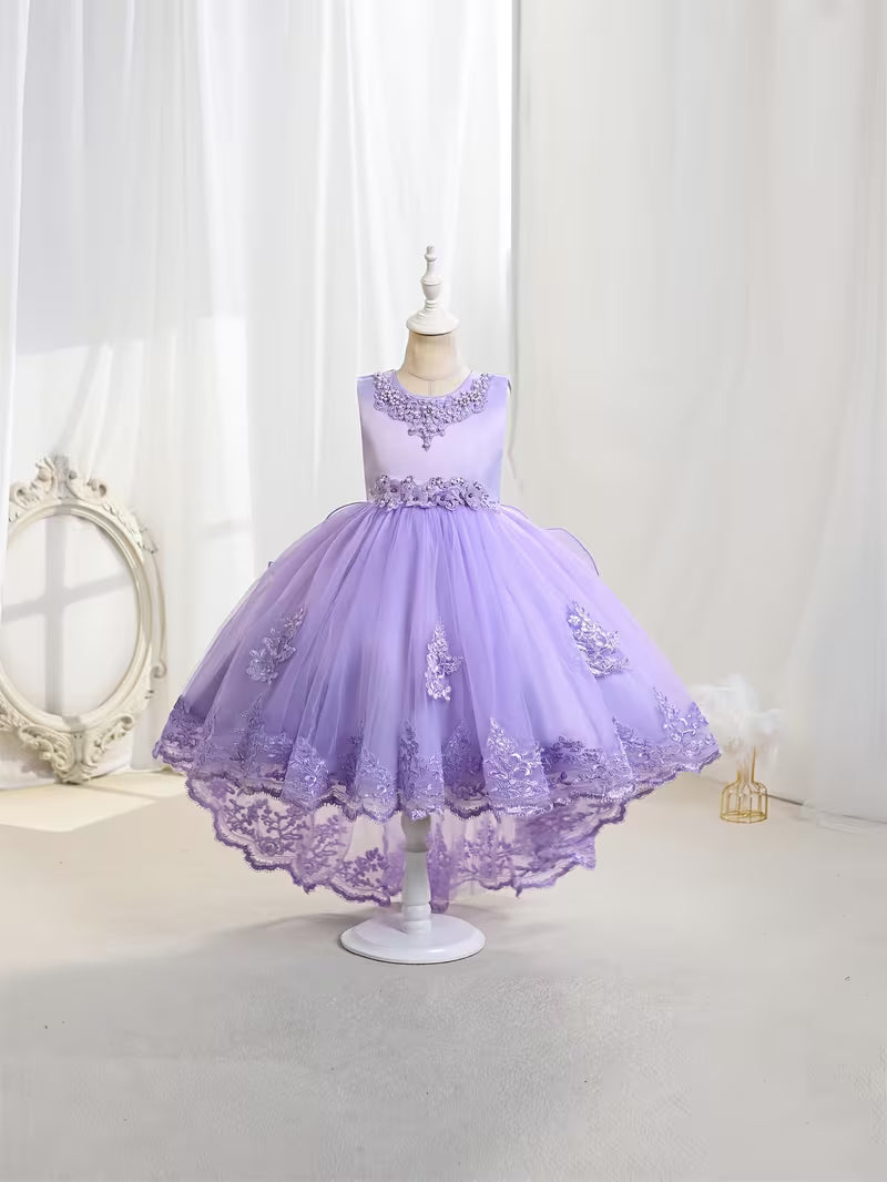 Lace Embroidered Hi-Low Flower Girl Gown