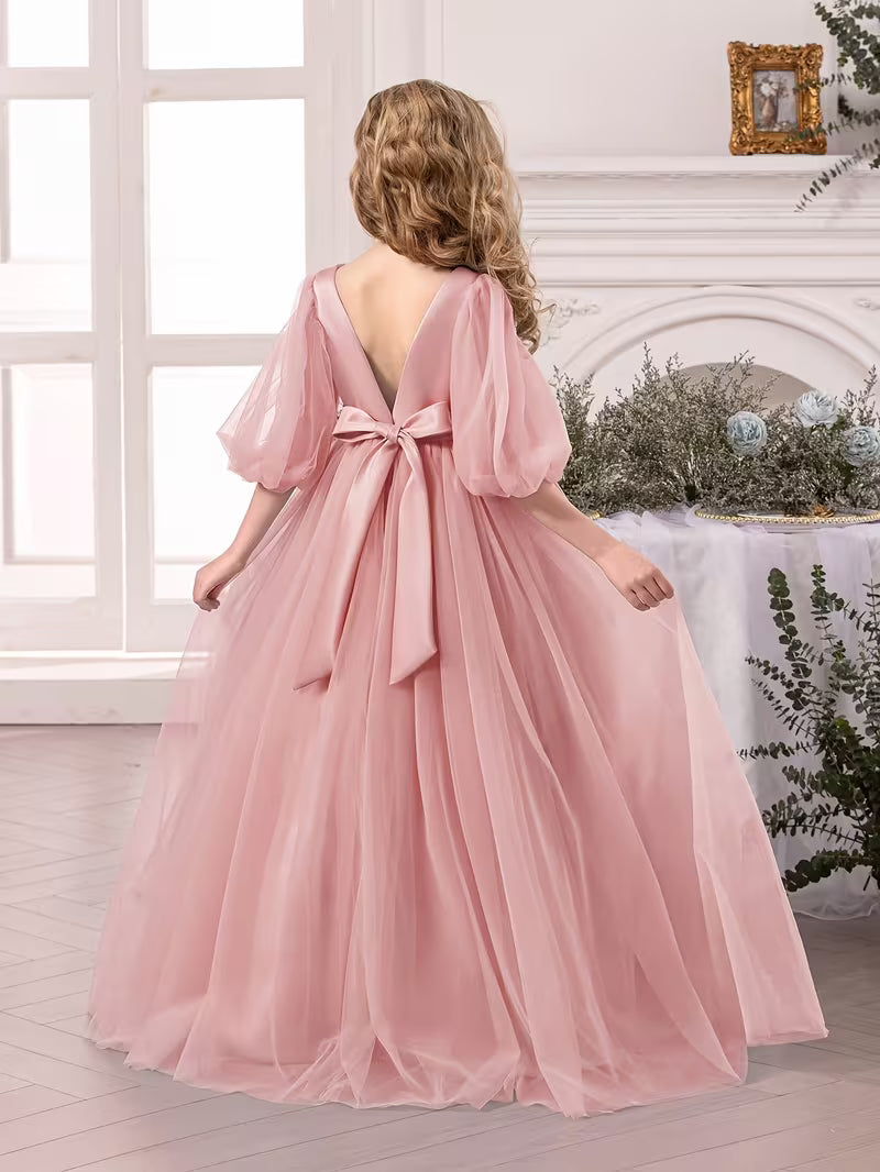 Pink Lace Mesh Elegance Gown